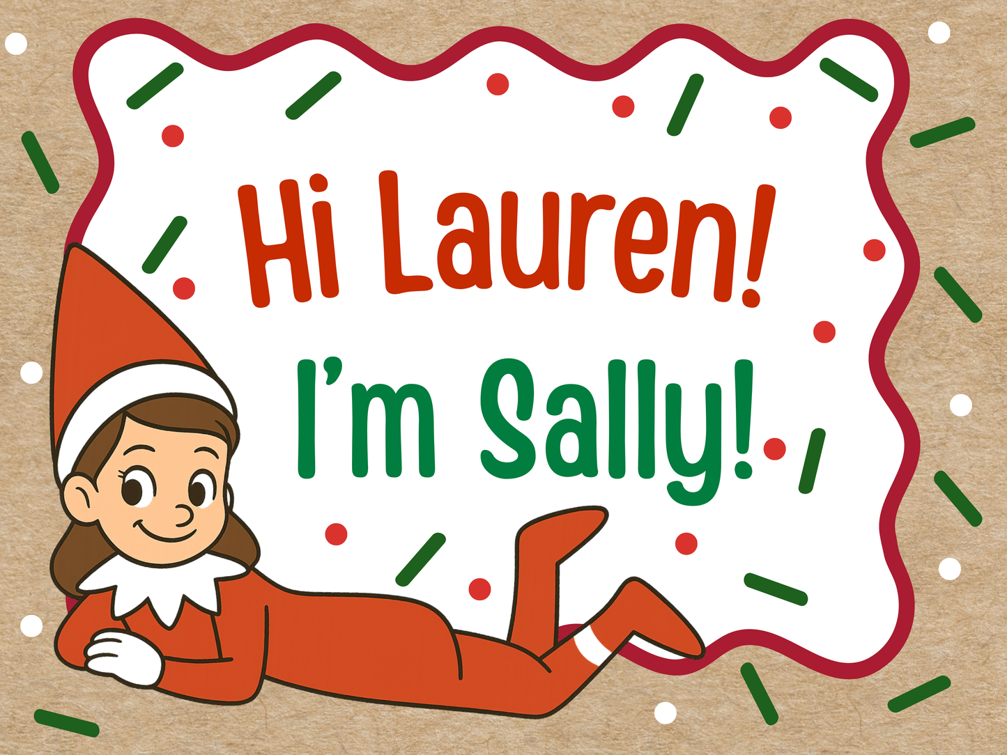 Elf on a Shelf says Hi (4 ft)