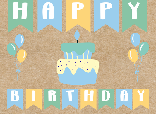 Happy Birthday Cake & Balloons (4 ft)