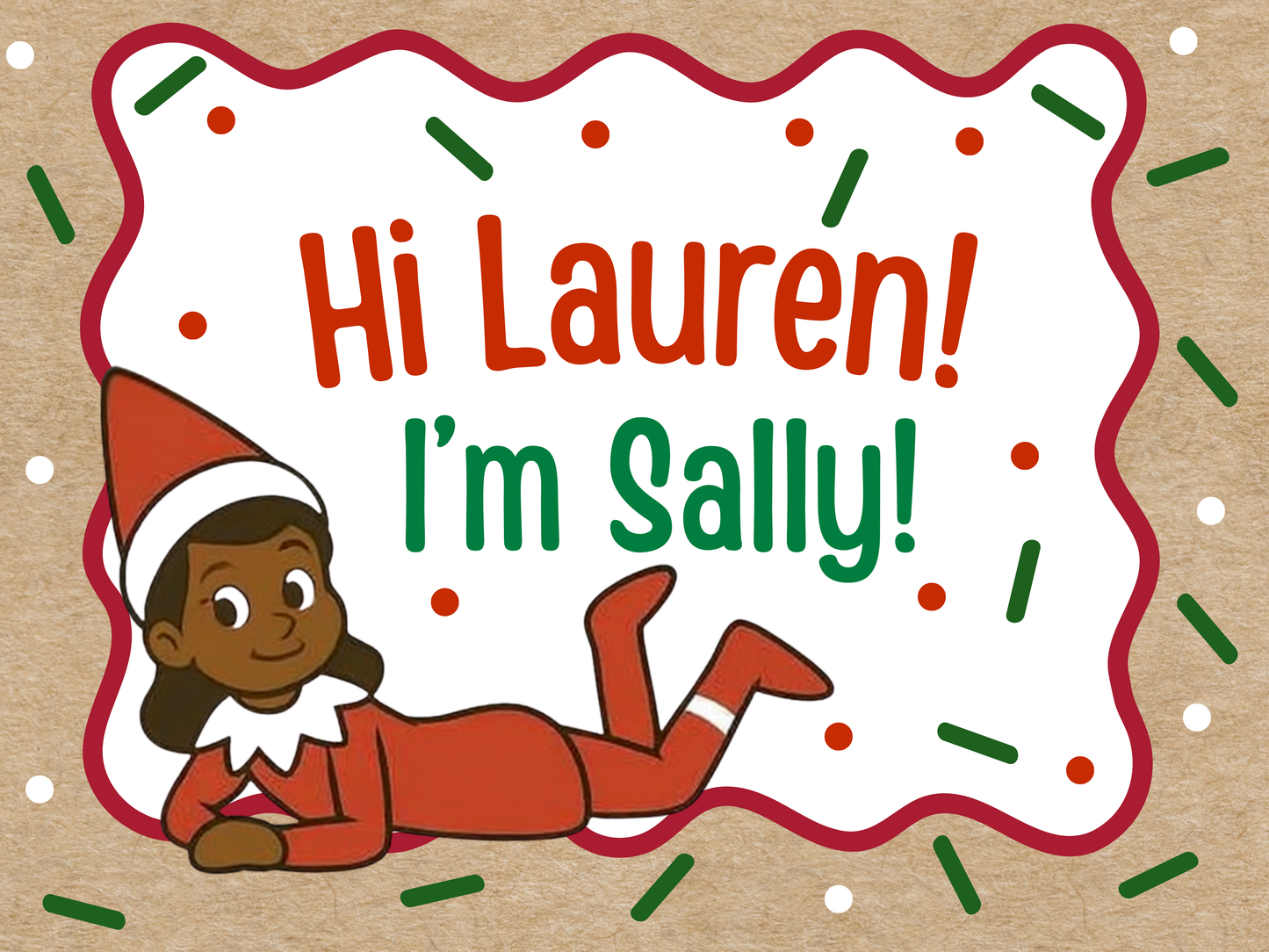 Elf on a Shelf says Hi (4 ft)