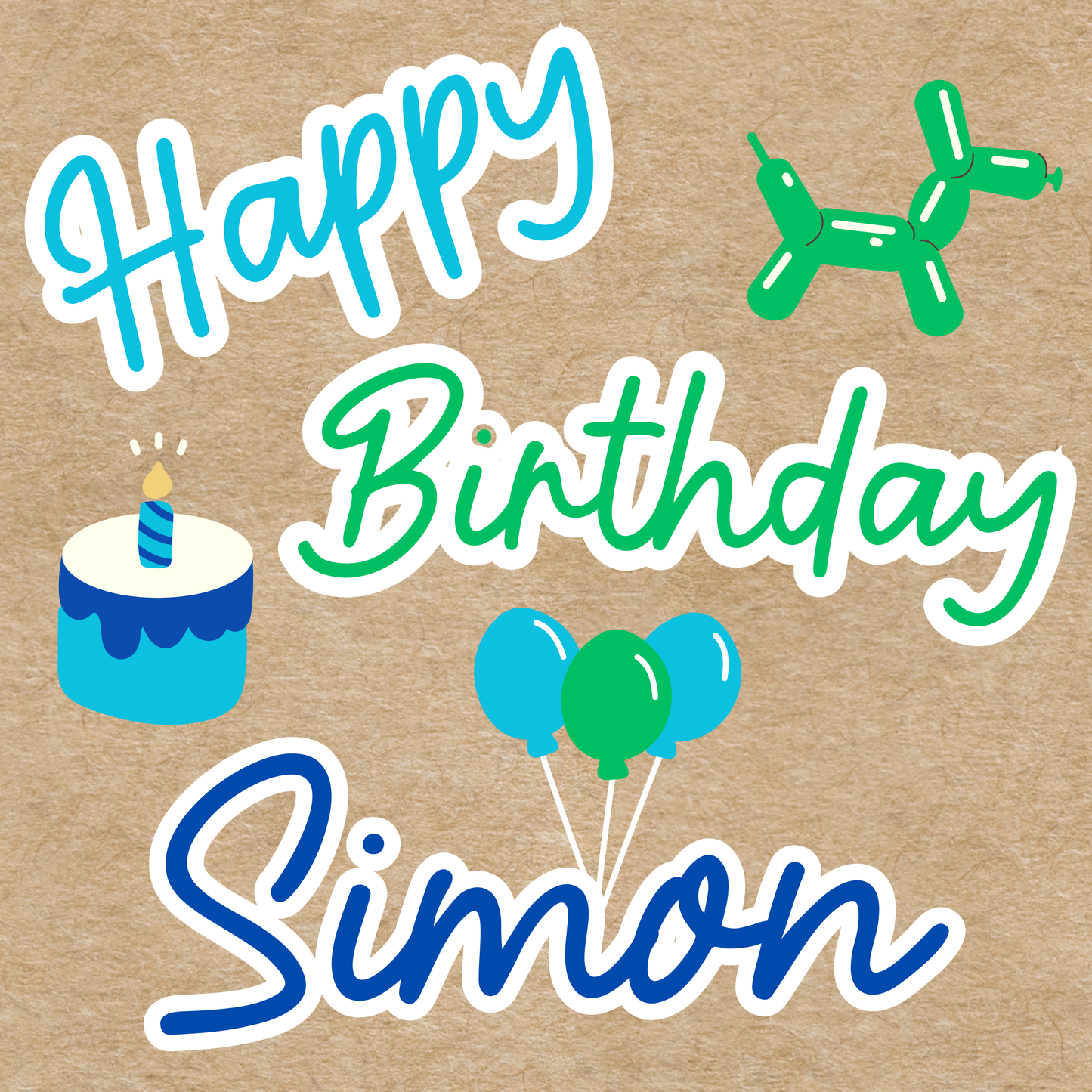 Blue & Green Balloon Birthday (3ft)